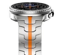 NewWays Correa de metal de titanio de grado 2 compatible con Samsung Galaxy Watch 8 Classic 46 mm/Watch 8 44 mm 40 mm, titanio/naranja