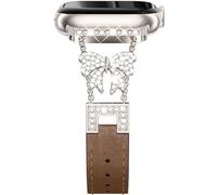 NewWays Correa delgada de cuero brillante con lazo para Apple Watch Series 11 10 46 mm, 44 mm, 45 mm, para iWatch Series 11 10 9 8 7 6 5 4 SE, correa fina y elegante de diseño para mujer, luz de