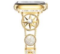 NewWays Correa para Apple Watch de 44 mm, 45 mm, 46 mm, serie 10 para mujer, pulsera delgada de oro, cadena de metal de diamante, correa de iWatch Series 4, 5, 6, SE, 7, 8, 9, 10, regalo de lujo para
