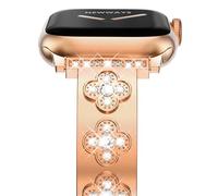 NewWays Correas brillantes compatibles con Apple Watch de 1.614 pulgadas, 1.575 pulgadas, 1.496 pulgadas, para mujer, correa de metal de repuesto delgada de acero inoxidable para iWatch Series SE, 9,