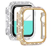 NewWays Paquete de 2 Fundas con Diamantes completos para Apple Watch de 1.732 Pulgadas, para Mujer, Parachoques Protector de Diamantes Totalmente pavimentados para iWatch SE Series 6 5 4 de 1.732
