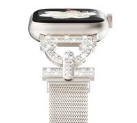 NewWays Pulsera Milanaise compatible con Apple Watch 38 mm 40 mm 41 mm 42 mm (serie 10) para mujer, acero inoxidable Bling Magnetic pulsera de repuesto para iWatch SE Series 10/9/8/7/6/5/4/3/2/1,
