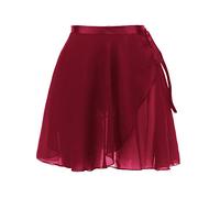 Newwyt Falda de Baile de Gasa para Mujer Falda clásica de Ballet Falda de Baile de tutú para niñas Falda de Baile Skate Over Bufanda Falda Ropa de Baile Vino Rojo Fibra de poliéster