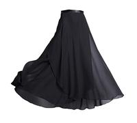 Newwyt Falda de Baile de Gasa para Mujer Falda de Baile Larga para niñas Falda clásica de Ballet Falda de Baile Skate Over Bufanda Falda Ropa de Baile Fibra de poliéster Negro