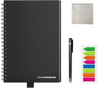 NEWYES Bloc de notas reutilizable tamaño A5 - Cuaderno digital con bolígrafo y aplicación - Libro de lista de tareas con 7 páginas - Negro