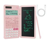 NEWYES Calculadora Científica Recargable 991ES con Tableta de Escritura, calculadora Kawaii Rosa con Bloc de Notas borrable, Suministros Escolares para Estudiantes Profesionales(Rosa)
