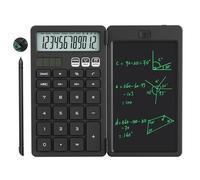 NEWYES Calculadora con Tableta de Escritura, Calculadora Básica Portátil para Estudiantes de Primaria y Secundaria, Negro