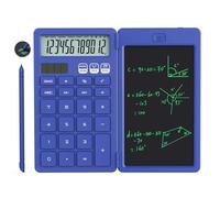 NEWYES Calculadora, con Tableta de Escritura y bolígrafo, Funciona con energía Solar y Pilas, Adecuada para Estudiantes, familias, oficinas (Azul)