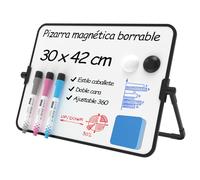 NEWYES Lavagna Cancellabile A3, Lavagnetta Magnetica Bifacciale con Supporto, Lavagna con Pennarelli Cancellabili, 3 Pennarelli Colorati + 2 Magneti + 1 Gomma, Adatto a Casa, Ufficio, Scuola