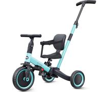 newyoo TR007 Triciclo Evolutivo 5 en 1 para Bebé 1-3 Años con Barra de Seguridad y Empuje, Regalo Infantil con Pedales y Modo Bicicleta, Azul