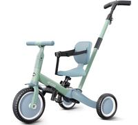 newyoo TR007 Triciclo Evolutivo 5 en 1 para Bebé 1-3 Años con Barra de Seguridad y Empuje, Regalo Infantil con Pedales y Modo Bicicleta, Verde