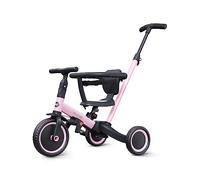 newyoo TR008 Triciclo Evolutivo 5 en 1 para Niños 1-3 Años con Barra de Seguridad y Varilla de Empuje, Regalo de Cumpleaños para Niños y Niñas, Bicicleta de Equilibrio y Juguete Montable, Rosa Claro