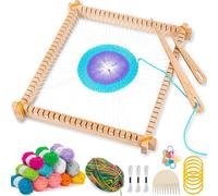 NewZC kit de Telar de Madera para Tejer Niños - 25 * 28cm Telar de Marco Maquina Weaving Loom con 13 Colores Hilos de Lana y Tejedora Peine Lanzadera Para Infantil y Adultos Principiantes