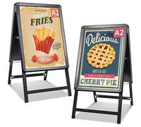 Newzealkids A2 Cartel publicitario para acera Soporte para carteles de doble cara Cartel publicitario de aluminio para acera con marco a presión para publicidad exterior, negro