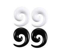 NewZenro Juego de 2 pares de piercings de caracol en espiral de acrílico, dilatadores de dilatación, dilatadores para el cuerpo, color blanco y negro, Acrílico, Sin gemas.