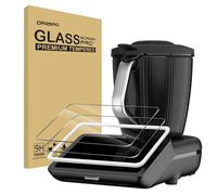 NEWZEROL 2 Piezas de Vidrio Templado con Marco de Montaje Compatible para Vorwerk Thermomix TM7, Ultra Transparente, Antirrayaduras, Alta Definición Dureza 9H