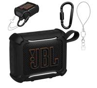 NEWZEROL Funda Compatible para JBL Go 5, 4 Esquinas Antigolpes con Mosquetón y Tapón Antipolvo, Fácil de Transportar, Antirrayaduras, Ligera, Funda Protectora de Silicona Anticaídas - Negro