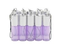 NewZoll Juego de 10 botellas enrollables de cristal de 5 ml con abrebotellas de rodillo de acero inoxidable para aceites esenciales, perfumes, aromaterapia, bálsamos labiales, color morado