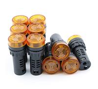 NewZoll Luz indicadora LED de ahorro de energía de 12 V, tamaño del orificio de montaje, 22 mm, zumbador intermitente, indicador de panel piloto amarillo (10 piezas)