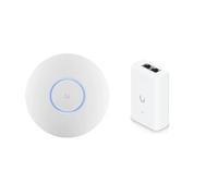 NexaCore - Pack Ubiquiti U6+ + PoE+ 30W - Punto de acceso WiFi 61500 ft², 2x2 MIMO, 300+ Clientes + Adaptador PoE+ 30W Gigabit LAN, Blanco
