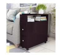 NexaGeniX Aparador de Cocina Gabinete Lateral de Esquina for Sala Estar, Moderno y Sencillo, con 2 cajones, sofá, Mesa pequeña Estrecha móvil 4 Ruedas(Negro,60x25x65cm)