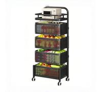 NexaGeniX Carro de Almacenamiento Carro de Cocina Giratorio con Ruedas, Estante Almacenamiento Espacio Delgado cestas Productos(Negro,Grande)