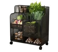 NexaGeniX Carro de Almacenamiento Carro rodante de Cocina, Cesta for Frutas y Verduras, Organizador Almacenamiento for el hogar(Negro)