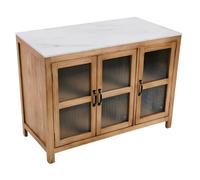 NexaGeniX Gabinete de Isla de Cocina Isla de Cocina Madera con Puertas Vidrio Estriado Aparador Buffet Tapa Piedra sinterizada