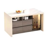 NexaGeniX Gabinete de Isla de Cocina Mueble Bar de Piedra sinterizada con Isla Cocina y aparador Almacenamiento cajón Puerta Cristal