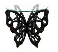 NexaGeniX Mesa Centro salón Mesa Redonda Vintage de Esquina con Base ahuecada en Forma ala, Mesa Auxiliar for sofá, Centro for balcón Centro(Negro)