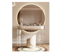 NexaGeniX Tocador acrílico de estética Moderna con un Gran Espejo Redondo Perfecto for Espacios pequeños Tocador con Espejo