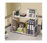 NexaGeniX Vitrina Organizador de Escritorio Blanco 2 Capas Estante Almacenamiento Oficina exhibición Metal Soporte for en casa Azul-Verde Estante para Libros(L35 x W22 x H42 cm)