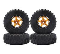 NexaPart RC Accesorios Llantas de Metal con buje Beadlock de 2,2" y Revestimiento for TRX4 4WD D90 Axial SCX10 90046 D110 RC Crawler (1/10)(1 Set Black Gold)