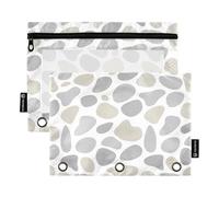 Nexawaveo Abstract Blob - Juego de 2 estuches para lápices de 3 anillas, cremallera suave con ventana de PVC transparente para suministros escolares