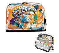 Nexawaveo Artdeco - Estuche organizador de gran capacidad para lápices, 21 x 15 cm, color naranja, para escuela, oficina, viajes