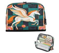 Nexawaveo Artdeco Pegasus - Estuche organizador de gran capacidad para lápices, 21 x 15 cm, diseño geométrico para escuela, oficina, viajes