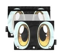 Nexawaveo Big Eyes on Dark - Juego de 2 estuches para carpetas de 3 anillas, cremallera suave con ventana de PVC transparente para suministros escolares