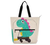 Nexawaveo Bolsa de piano impermeable para lecciones de música con bolsillos con cremallera para partituras y libros, Dinosaurio de dibujos animados sobre beig, Talla única