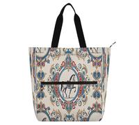 Nexawaveo Bolsa de piano impermeable para lecciones, flor azul sobre tostado, bolsa de música con bolsillos con cremallera para partituras y libros, Elegante patrón de caballo beige, Talla única