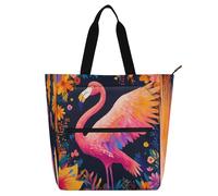 Nexawaveo Bolsa de piano impermeable para lecciones, gatos coloridos, bolsa de música oscura con bolsillos con cremallera para partituras y libros, Flamenco colorido floral, Talla única
