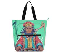 Nexawaveo Bolsa multiusos impermeable con cremallera Monkey Pirate at The Helm 600D Oxford Bolsa de la compra, Monkey Pirate at the Helm, Talla única