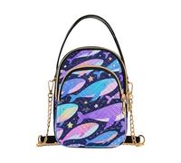 Nexawaveo Bolso cruzado acolchado pequeño para mujer, bolso de mano para teléfono con cadena, Dreamy Whale Purple