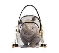 Nexawaveo Bolso cruzado acolchado pequeño para mujer, Divertido rinoceronte