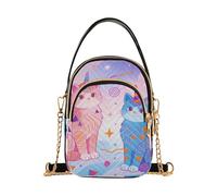 Nexawaveo Bolso cruzado pequeño acolchado para el hombro con cadena, Funny Cats Pastel Cute