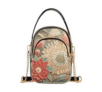 Nexawaveo Bolso cruzado pequeño para mujer, acolchado, bolso de hombro, cartera para teléfono, bolsa de cadena, Papel - Arte de flores cortadas