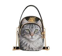 Nexawaveo Bolso cruzado pequeño para mujer, acolchado, bolso de hombro, cartera para teléfono, bolsa de cadena, Cool Cat Black Gold