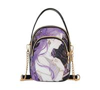 Nexawaveo Bolso de mano pequeño de dibujos animados para mujer, bolso acolchado para hombro, cartera para teléfono, bolsa de cadena, Art Nouveau Lady Morado
