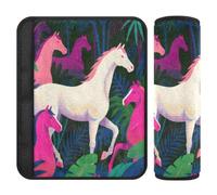 Nexawaveo Cubiertas de correa de caballos de neón de 6.5 x 6.5 pulgadas | Almohadillas de hombro de franela suave extra anchas para asiento de coche de bebé, mochila