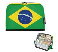 Nexawaveo Estuche organizador de gran capacidad de 21 x 15 cm, con bandera de Brasil, para escuela, oficina, viajes
