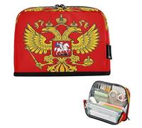 Nexawaveo Estuche organizador de gran capacidad de 21 x 15 cm, con escudo de armas de Rusia, para escuela, oficina, viajes